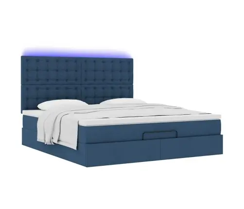 Osmaņu Gultas Rāmis Ar Matrača Zils 160X200Cm Audums Vidaxl