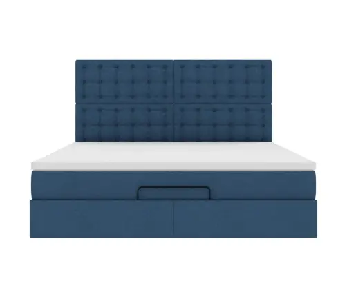 Osmaņu Gultas Rāmis Ar Matrača Zils 160X200Cm Audums Vidaxl