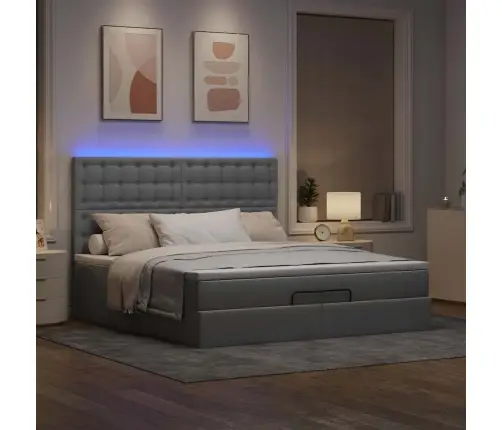 Osmanų Lova Su Čiužiniu Ir Led, Šviesiai Pilkas, 180X200Cm
