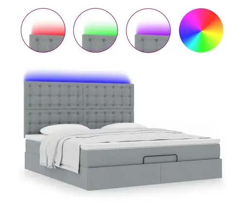 Osmanų Lova Su Čiužiniu Ir Led, Šviesiai Pilkas, 180X200Cm