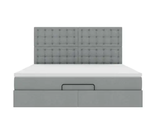 Osmanų Lova Su Čiužiniu Ir Led, Šviesiai Pilkas, 180X200Cm