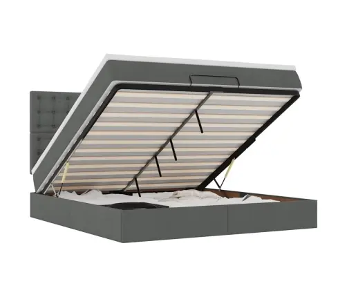 Osmanų Lova Su Čiužiniu Ir Led Tamsiai Pilkas 180X200Cm Audinys