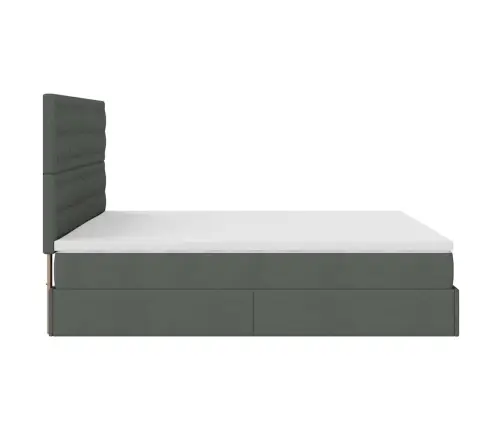 Osmanų Lova Su Čiužiniu Ir Led Tamsiai Pilkas 180X200Cm Audinys