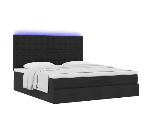 Osmaņu Gulta Ar Matraci & Leds, Melns, 180X200Cm, Audums Vidaxl