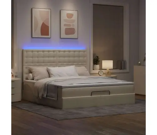 Osmanų Lova Su Čiužiniu Ir Led Kreminiu 180X200 Cm Audiniu