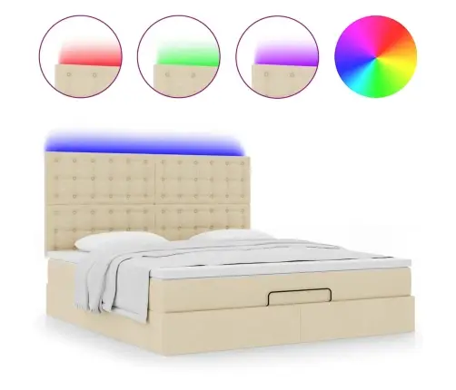 Osmanų Lova Su Čiužiniu Ir Led Kreminiu 180X200 Cm Audiniu