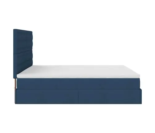 Osmaņu Gulta Ar Matraci & Leds, Zils, 180X200Cm, Audums Vidaxl