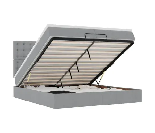 Ottomani Voodiraam Madratsitega, Helehall, 200X200cm Kangas