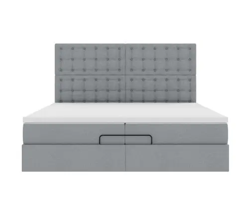 Ottomani Voodiraam Madratsitega, Helehall, 200X200cm Kangas