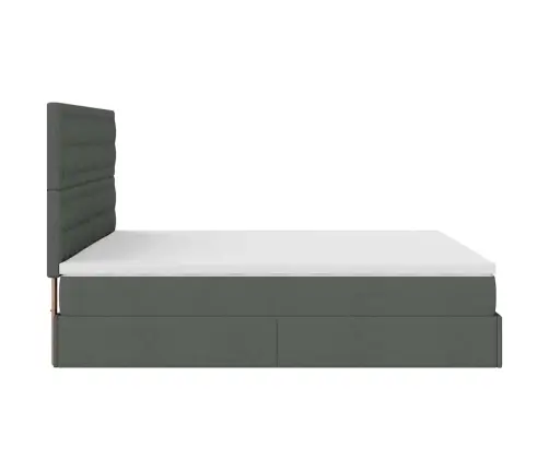 Ottomani Voodiraam Madratsitega, Tumehall, 200X200cm Kangas