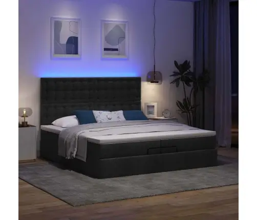 Osmanų Lovos Rėmas Su Čiužiniais, Juodas, 200X200cm Audinys