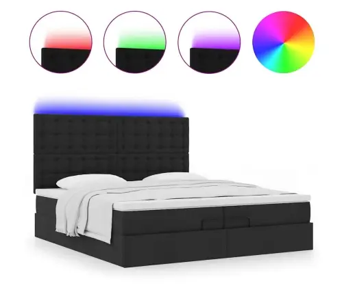 Osmanų Lovos Rėmas Su Čiužiniais, Juodas, 200X200cm Audinys