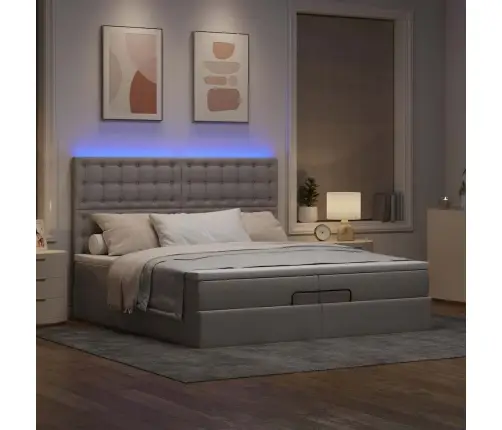 Osmaņu Gultas Rāmis Ar Matračiem Pelēkbrūns 200X200Cm Audums Vidaxl