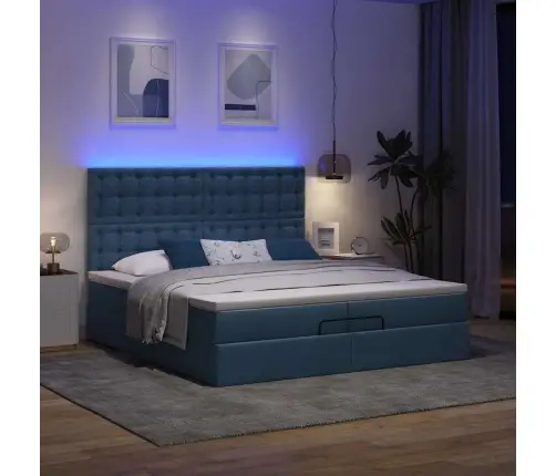 Ottomani Voodiraam Madratsitega, Sinise, 200X200cm Kangas