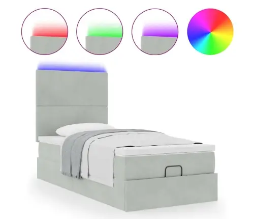 Osmaņu Gultas Rāmis Ar Matračiem Gaiši Pelēks 80X200 Cm Samts Vidaxl