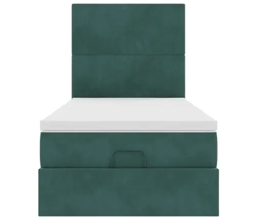 Osmanų Lovos Rėmas Su Čiužiniais, Žalias, 80X200cm Aksomas