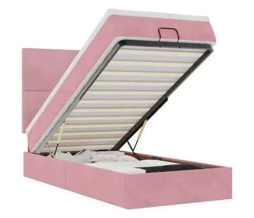 Ottomani Voodiraam Madratsitega, Roosa, 80X200 cm Samet