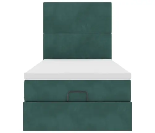 Osmaņu Gultas Rāmis Ar Matračiem Tumši Zaļš 90X190 Cm Samts Vidaxl