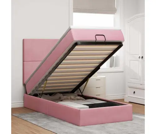 Osmaņu Gultas Rāmis Ar Matračiem Rozā 90X190Cm Samts Vidaxl