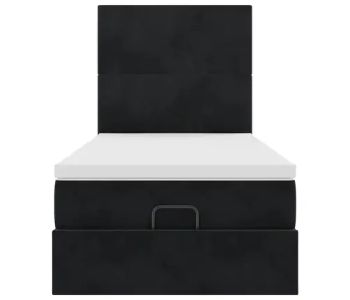 Ottomani Voodiraam Madratsitega, Must, 100X200cm Samet