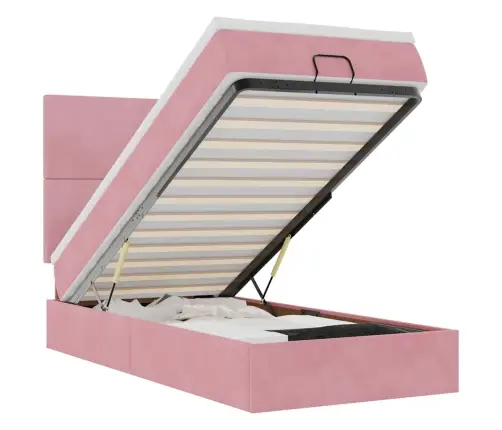 Osmaņu Gultas Rāmis Ar Matračiem Rozā 100X200Cm Samts Vidaxl