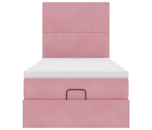 Osmaņu Gultas Rāmis Ar Matračiem Rozā 100X200Cm Samts Vidaxl