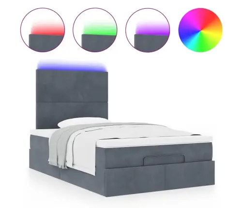 Ottomani Voodiraam Madratsitega, Tumehall, 120X190 cm Samet