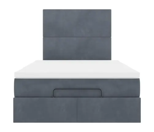 Ottomani Voodiraam Madratsitega, Tumehall, 120X190 cm Samet