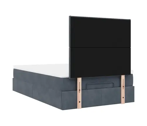 Ottomani Voodiraam Madratsitega, Tumehall, 120X190 cm Samet