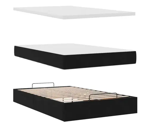 Osmaņu Gultas Rāmis Ar Matračiem Melns 120X190Cm Samts Vidaxl