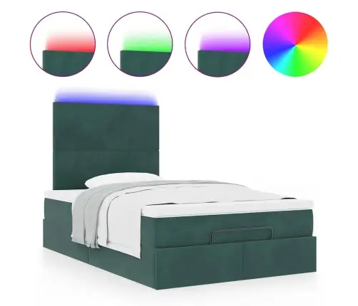 Ottomani Voodiraam Madratsitega, Tumeroheline, 120X190cm Samet