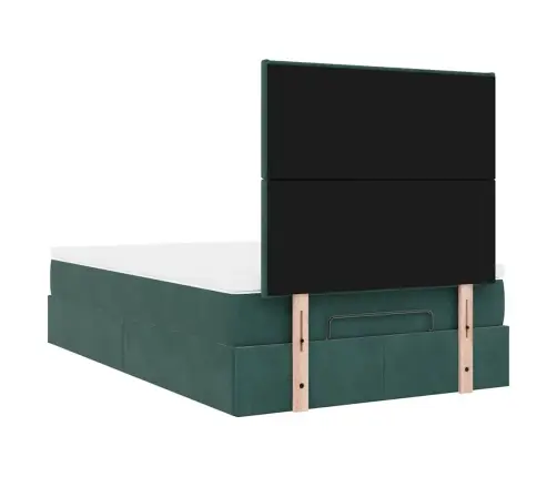 Ottomani Voodiraam Madratsitega, Tumeroheline, 120X190cm Samet