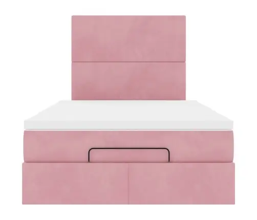 Osmaņu Gultas Rāmis Ar Matračiem Rozā 120X190Cm Samts Vidaxl