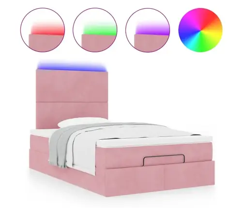 Osmaņu Gultas Rāmis Ar Matračiem Rozā 120X190Cm Samts Vidaxl