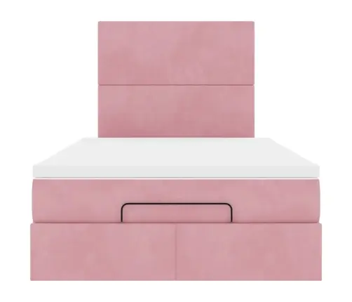 Osmaņu Gultas Rāmis Ar Matračiem Rozā 120X190Cm Samts Vidaxl