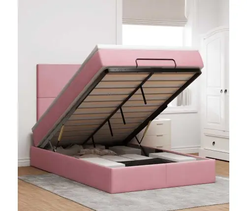 Osmaņu Gultas Rāmis Ar Matračiem Rozā 120X190Cm Samts Vidaxl