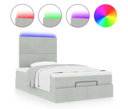 Osmanų Lovos Rėmas Su Čiužiniais, Pilkas, 120X200cm Aksomas