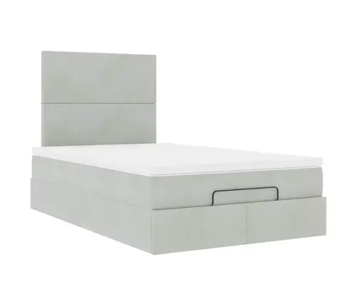 Osmanų Lovos Rėmas Su Čiužiniais, Pilkas, 120X200cm Aksomas