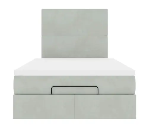 Osmanų Lovos Rėmas Su Čiužiniais, Pilkas, 120X200cm Aksomas