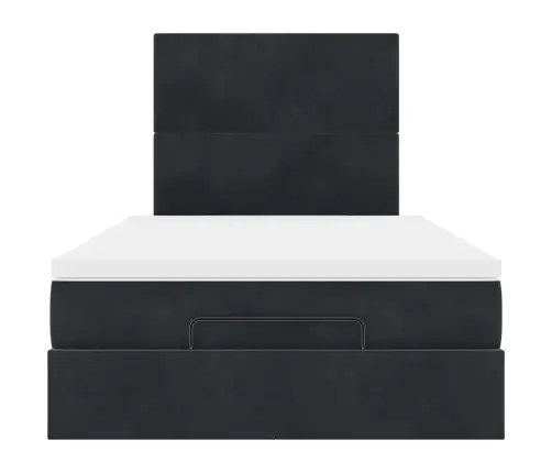 Osmaņu Gultas Rāmis Ar Matračiem Melns 120X200 Cm Samts Vidaxl