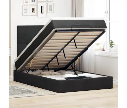 Osmaņu Gultas Rāmis Ar Matračiem Melns 120X200 Cm Samts Vidaxl