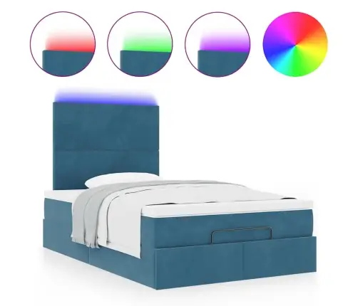 Ottomani Voodiraam Madratsitega, Tumesinine, 120X200 cm Samet