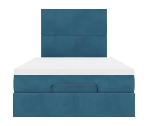 Ottomani Voodiraam Madratsitega, Tumesinine, 120X200 cm Samet