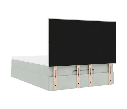 Osmanų Lovos Rėmas Su Čiužiniais, Pilkas, 140X190cm Aksomas