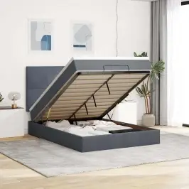 Osmaņu Gultas Rāmis Ar Matračiem Tumši Pelēks 140X190Cm Samts Vidaxl