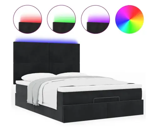 Osmanų Lovos Rėmas Su Čiužiniais, Juodas, 140X190cm Audinys