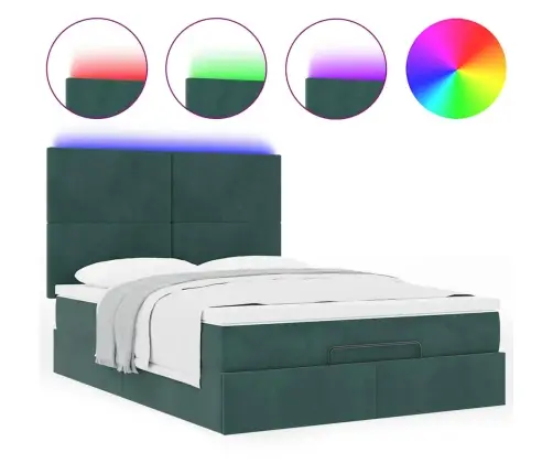 Osmanų Lovos Rėmas Su Čiužiniais, Žalias, 140X190cm Aksomas