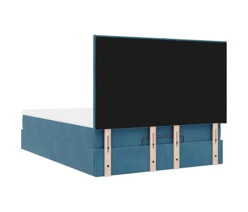 Osmaņu Gulta Ar Matračiem & Leds, Tumši Zils, 140X190Cm, Samts Vidaxl