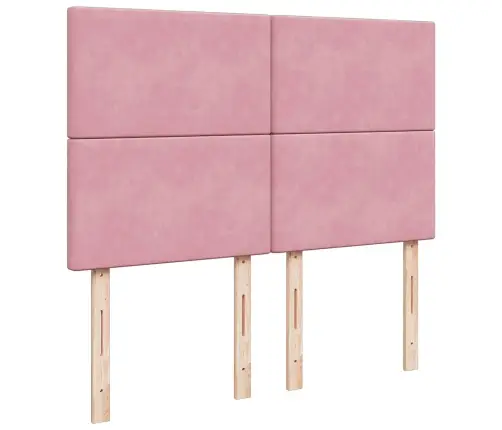 Osmanų Lova Su Čiužiniais Ir Led Rožinė 140X190Cm Velvet