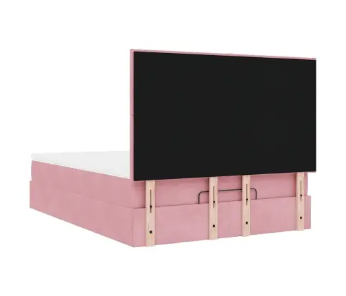 Osmanų Lova Su Čiužiniais Ir Led Rožinė 140X190Cm Velvet